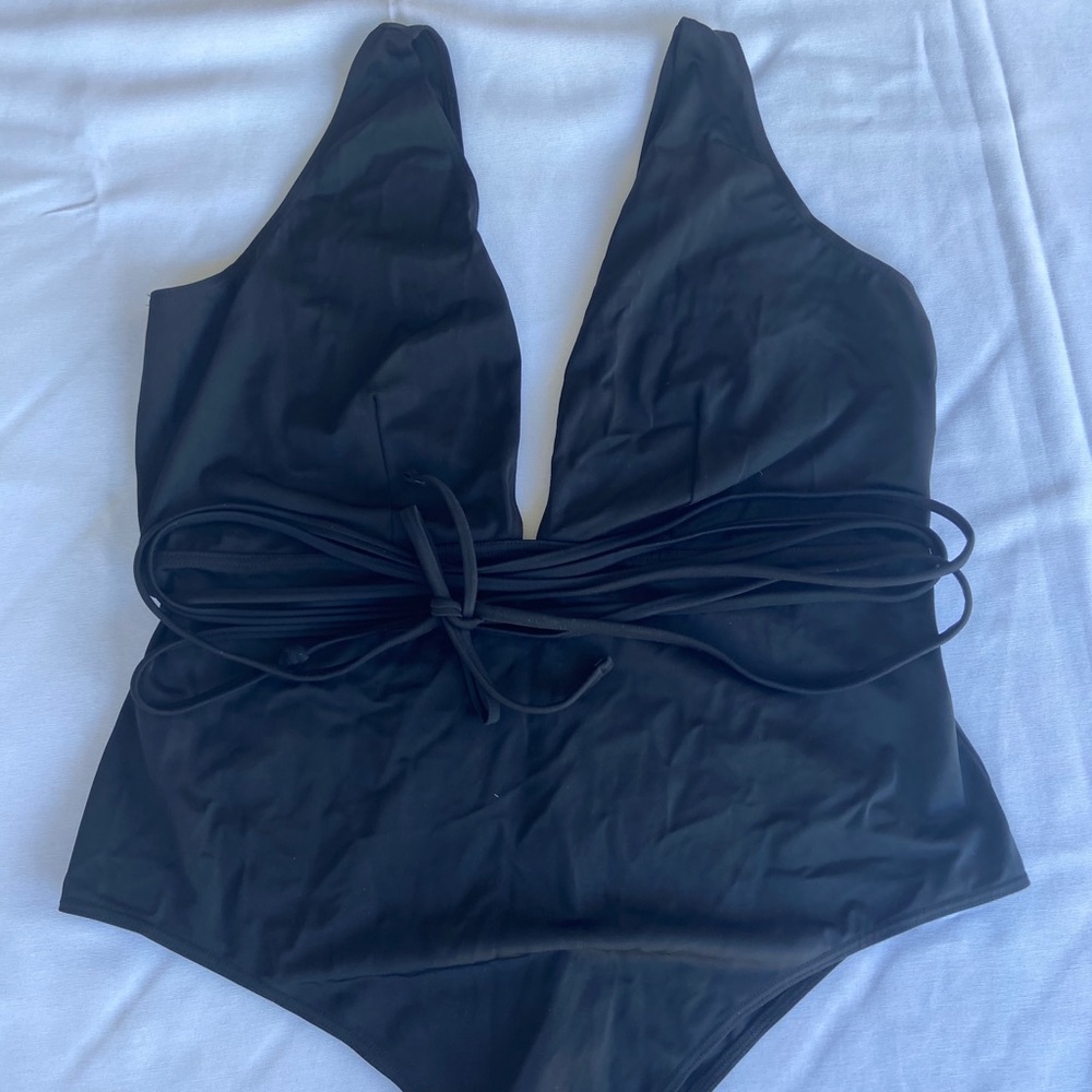 ASOS Curve Plunging Black Swimsuit